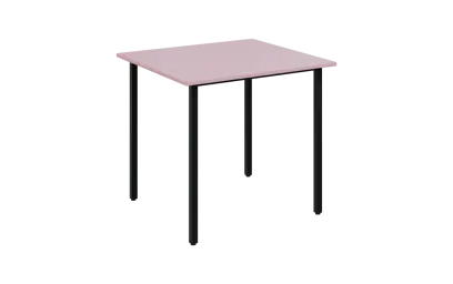 JSB 80N Jídelní stůl 800 x 800 mm, deska pastelově růžová / podnož černá